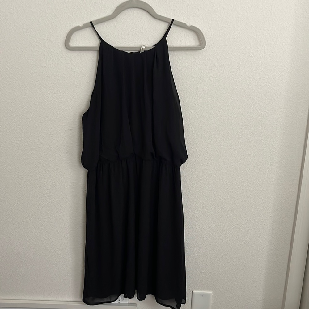 Little black dress, DNA couture size 1X, halter style dress with gold button